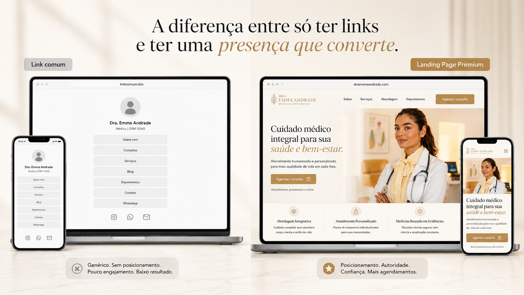 A diferença entre só ter links e ter uma presença que converte